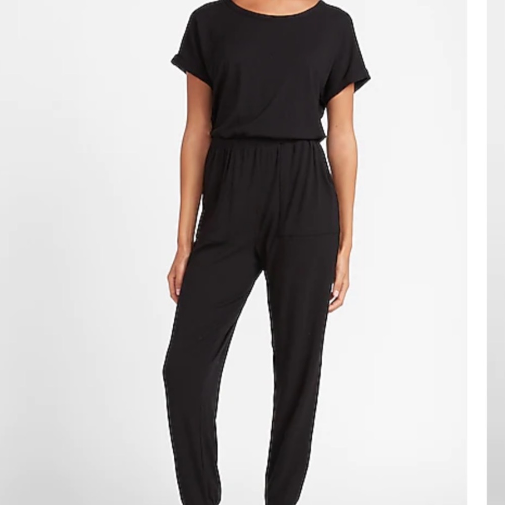 Express Soft Ribbed Short Sleeve Jumpsuit - Size M